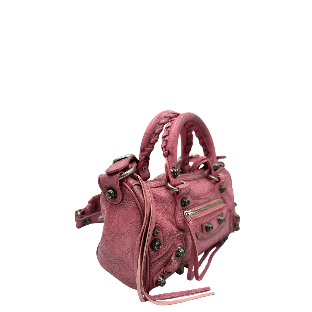 lato Borsa Balenciaga in pelle Arena rosa con hardware argentato, di lusso, originale, ottime condizioni, usata 
