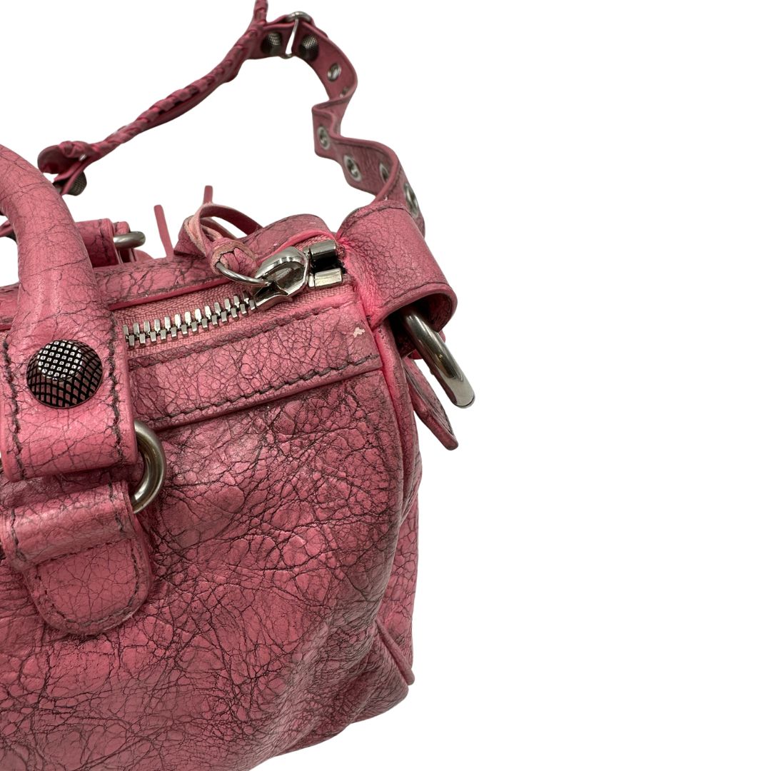 Borsa Balenciaga in pelle Arena rosa con hardware argentato, di lusso, originale, ottime condizioni, usata