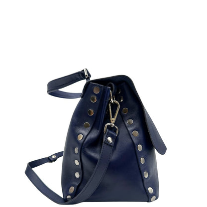 lato Postina M Zanellato in pelle blu, munita di una tracolla amovibile e regolabile e un manico singolo, di lusso, originale, ottime condizioni 