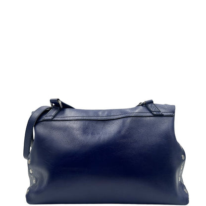 retro Postina M Zanellato in pelle blu, munita di una tracolla amovibile e regolabile e un manico singolo, di lusso, originale, ottime condizioni
