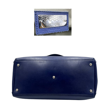 base Postina M Zanellato in pelle blu, munita di una tracolla amovibile e regolabile e un manico singolo, di lusso, originale, ottime condizioni 