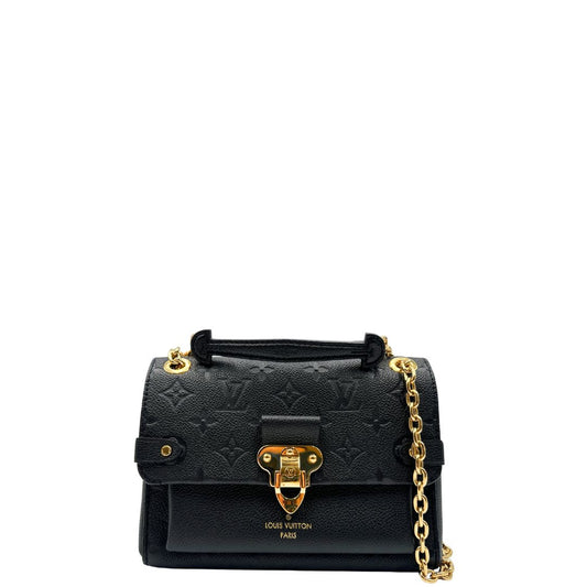 front Borsa Louis Vuitton in pelle monogram Empreinte nera, munita di una tracolla in catena con spallaccio in pelle, di lusso, originale, ottime condizioni 