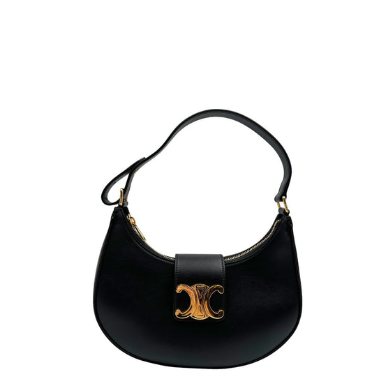 front Borsa Celine Ava Triomphe nella misura media, dalla silhouette a mezza luna, caratterizzata da una firma Triomphe iconica espressione della renaissance Celine, di lusso, originale, eccellenti condizioni
