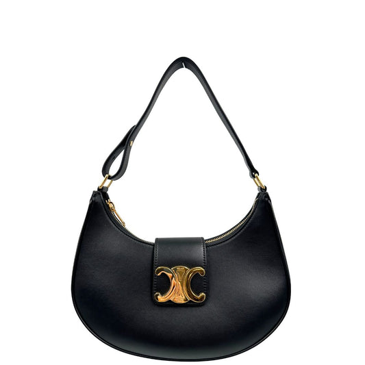 front Borsa Celine Ava Triomphe nella misura media, dalla silhouette a mezza luna, caratterizzata da una firma Triomphe iconica espressione della renaissance Celine, di lusso, originale, eccellenti condizioni 