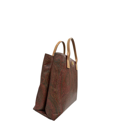 lato Borsa Etro in canvas trama Paisley multicolore e finiture in pelle, di lusso, originale, ottime condizioni, usata 
