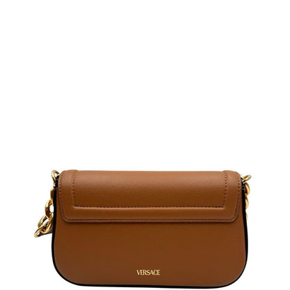 retro  Borsa Versace in pelle martellata color cammello e hardware dorato, di lusso, originale, eccellenti condizioni, usata 