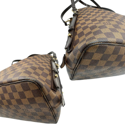 angoli  Borsa LV in canvas Damier Ébène e hardware dorato, indossabile a spalla, di lusso, usata, originale