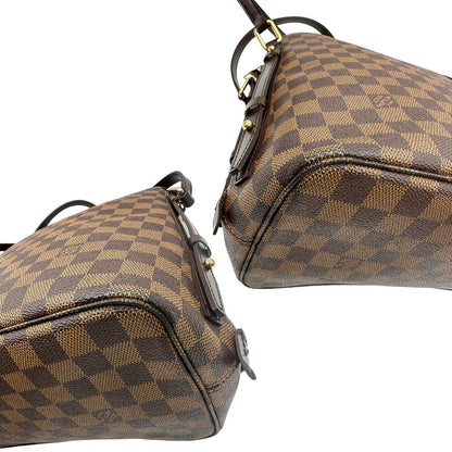 angoli  Borsa LV in canvas Damier Ébène e hardware dorato, indossabile a spalla, di lusso, usata, originale 