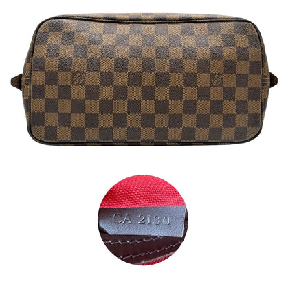 base  Borsa LV in canvas Damier Ébène e hardware dorato, indossabile a spalla, di lusso, usata, originale 