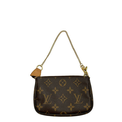front Pochette Accessoires mini in canvas marrone monogram, da portare a mano. 