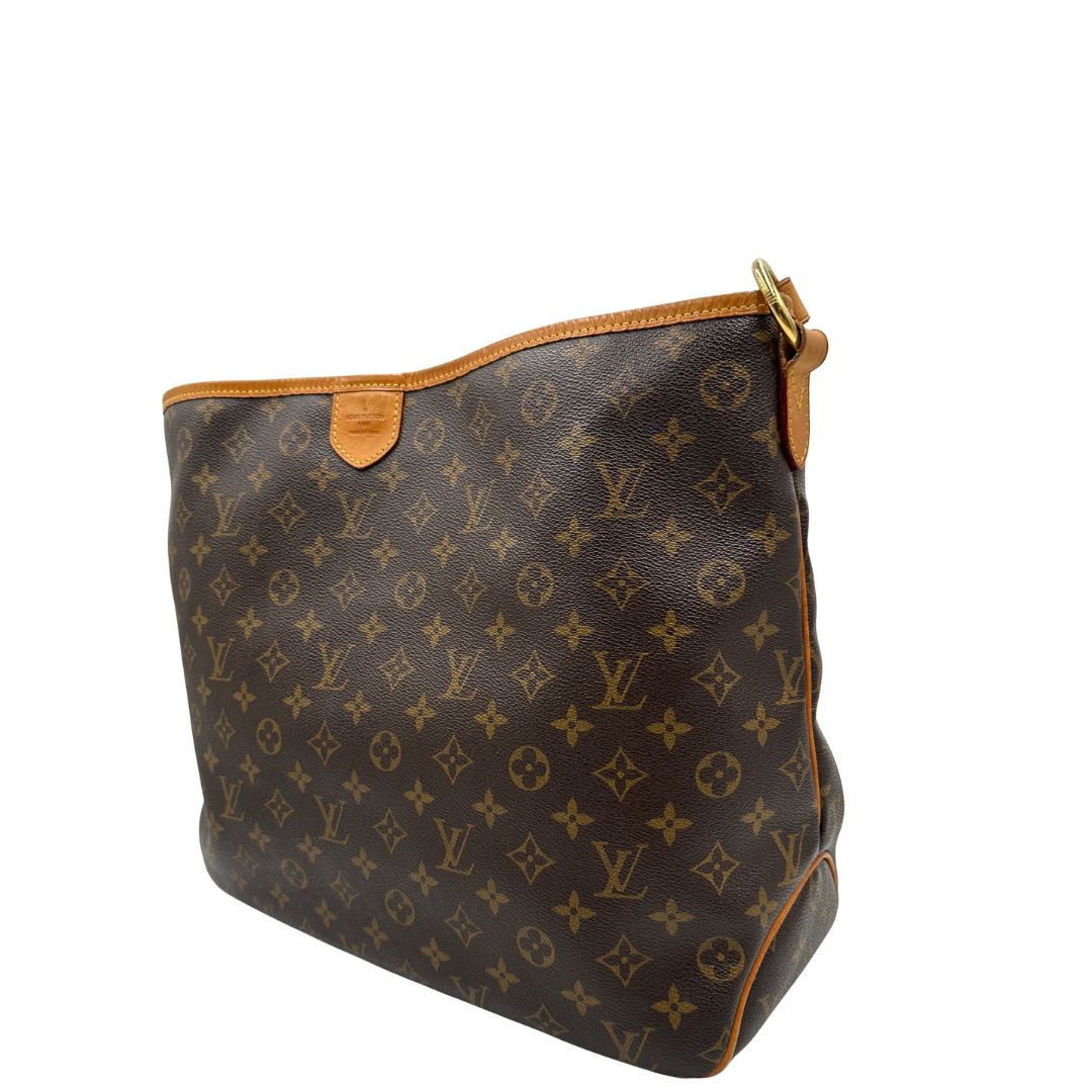lato  Borsa Louis Vuitton in canvas marrone monogram, munita di un manico singolo, di lusso, originale, ottime condizioni, usata 