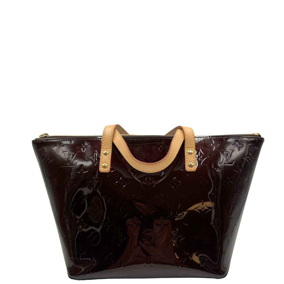 retro  Borsa Louis Vuitton in pelle vernis bordeaux monogram e hardware dorato, di lusso, originale, ottime condizioni, usata. 