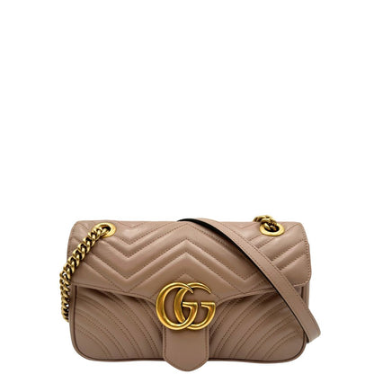 front  Borsa Gucci Marmont in pelle trapuntata color nude  