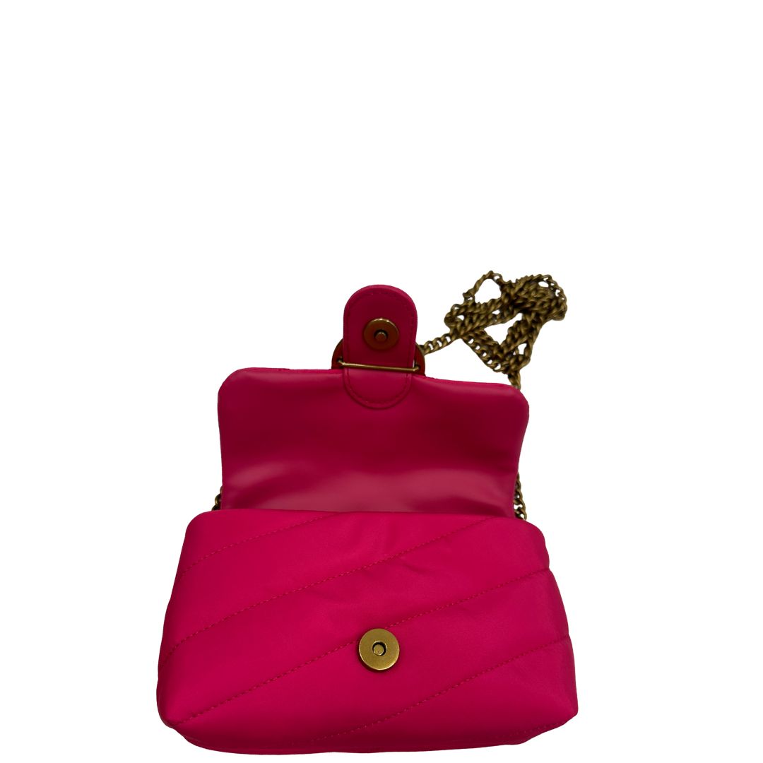 chiusura Borsa Pinko in tessuto riciclato fucsia con hardware dorato, di lusso, originale, eccellenti condizioni, usata 