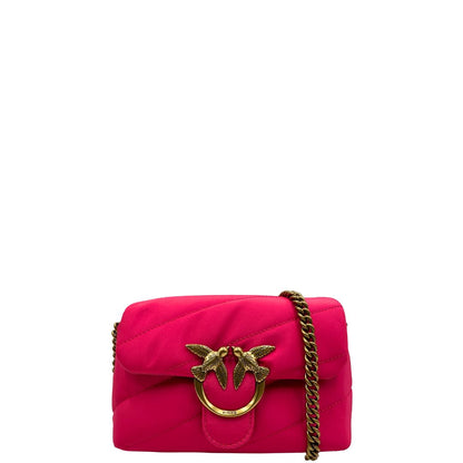 front Borsa Pinko in tessuto riciclato fucsia con hardware dorato, di lusso, originale, eccellenti condizioni, usata 