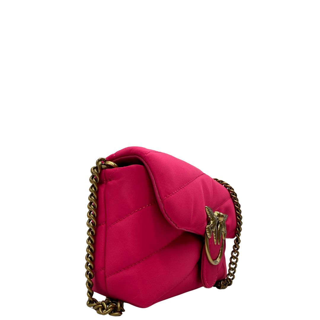 lato Borsa Pinko in tessuto riciclato fucsia con hardware dorato, di lusso, originale, eccellenti condizioni, usata 