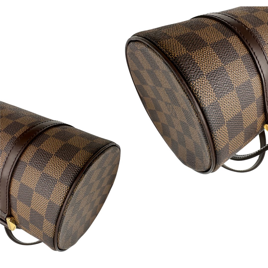 angoli lato Borsa LV Papillon in canvas Damier Ébène 