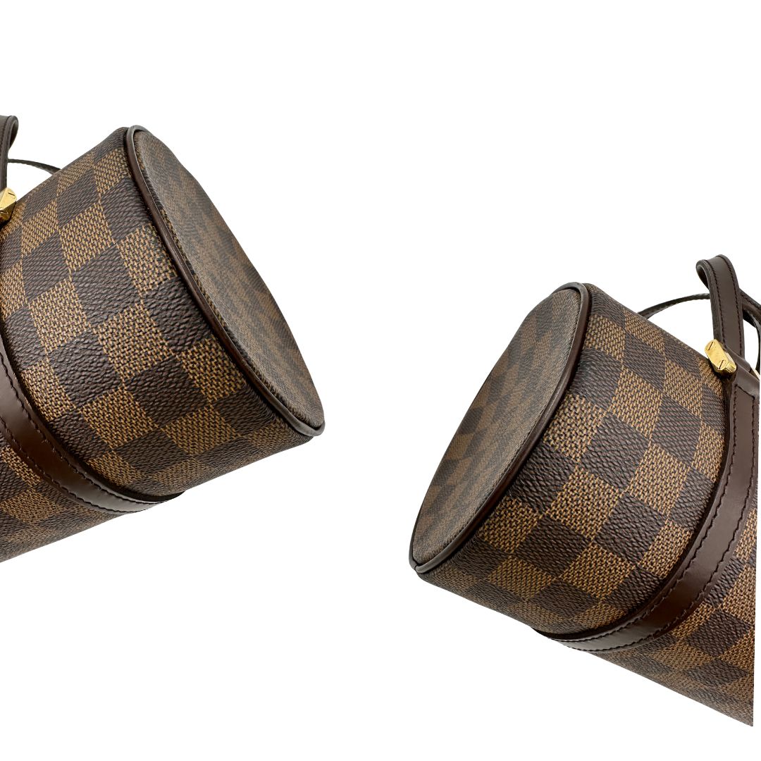 angoli lato Borsa LV Papillon in canvas Damier Ébène 