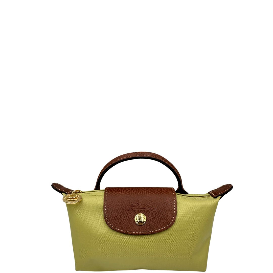 front Borsa Longchamp Le Pliage in tela color verde pistacchio , di lusso, originale, eccellenti condizioni, usata 
