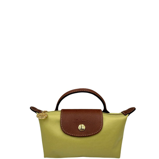 front Borsa Longchamp Le Pliage in tela color verde pistacchio , di lusso, originale, eccellenti condizioni, usata 
