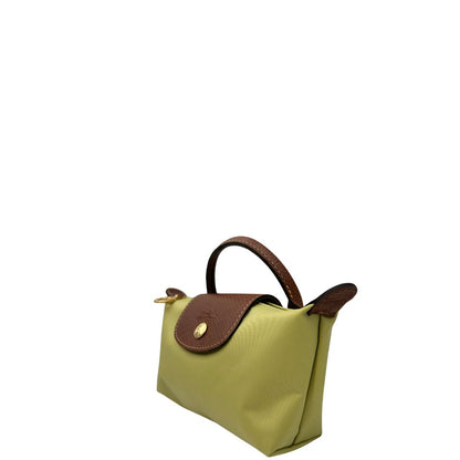 lato Borsa Longchamp Le Pliage in tela color verde pistacchio , di lusso, originale, eccellenti condizioni, usata 
 
