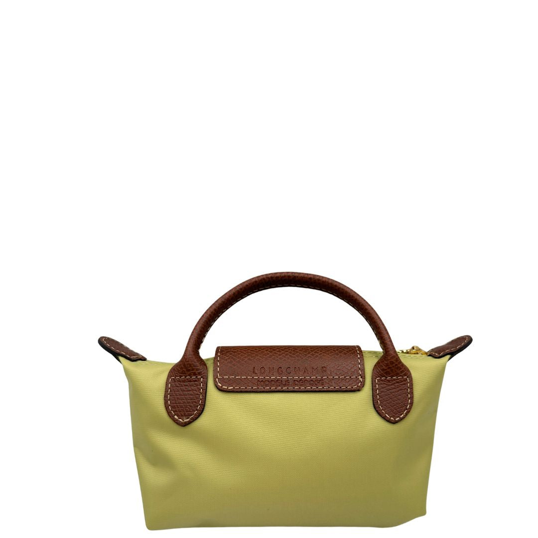 retro Borsa Longchamp Le Pliage in tela color verde pistacchio , di lusso, originale, eccellenti condizioni, usata 
