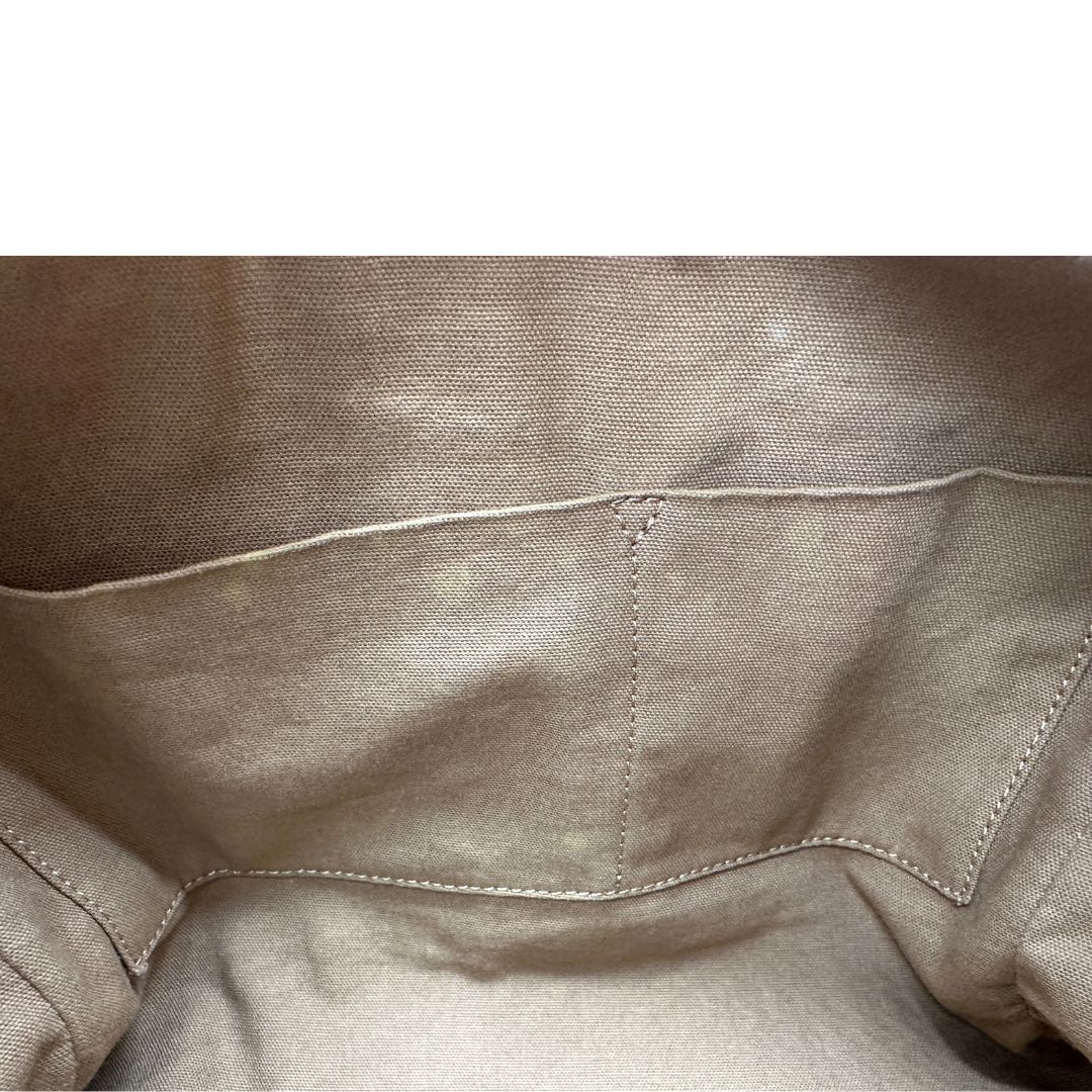 interno  Borsa Borbonese in canvas trama occhio di pernice con finiture in pelle marrone, di lusso, originale,  ottime condizioni, usata 