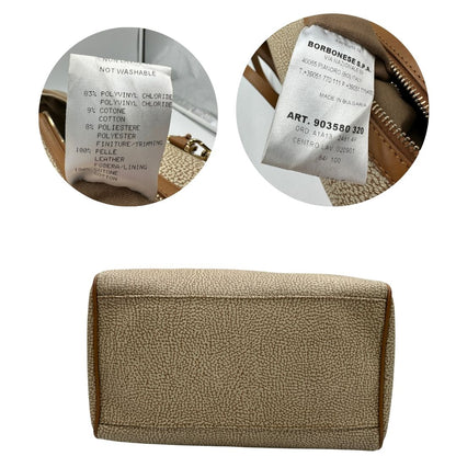 base  Borsa Borbonese in canvas trama occhio di pernice con finiture in pelle marrone, di lusso, originale,  ottime condizioni, usata 
