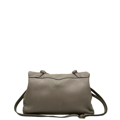 Retro, Capiente postina M Zanellato in pelle color grigio, munita di una tracolla amovibile e regolabile e un manico singolo. Originale usata, di lusso, in buone condizioni.