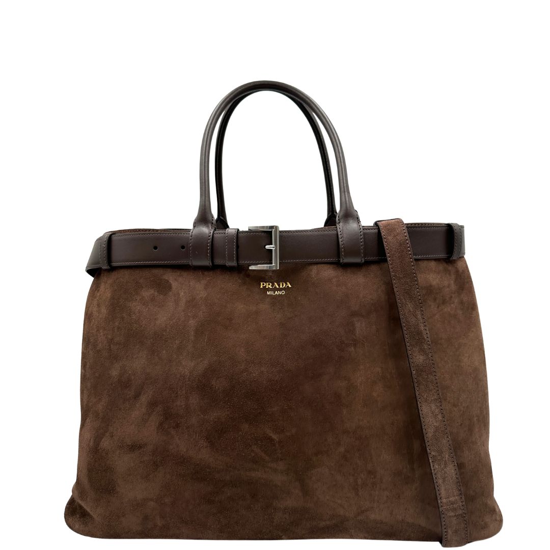 Tote Prada Buckle marrone