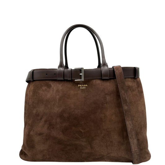 Tote Prada Buckle marrone