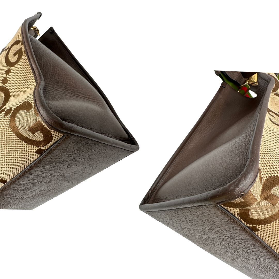 angoli Borsa Gucci in tessuto beige caraterrizata dalle doppie G Jumbo, di lusso, originale, ottime condizioni, usata 