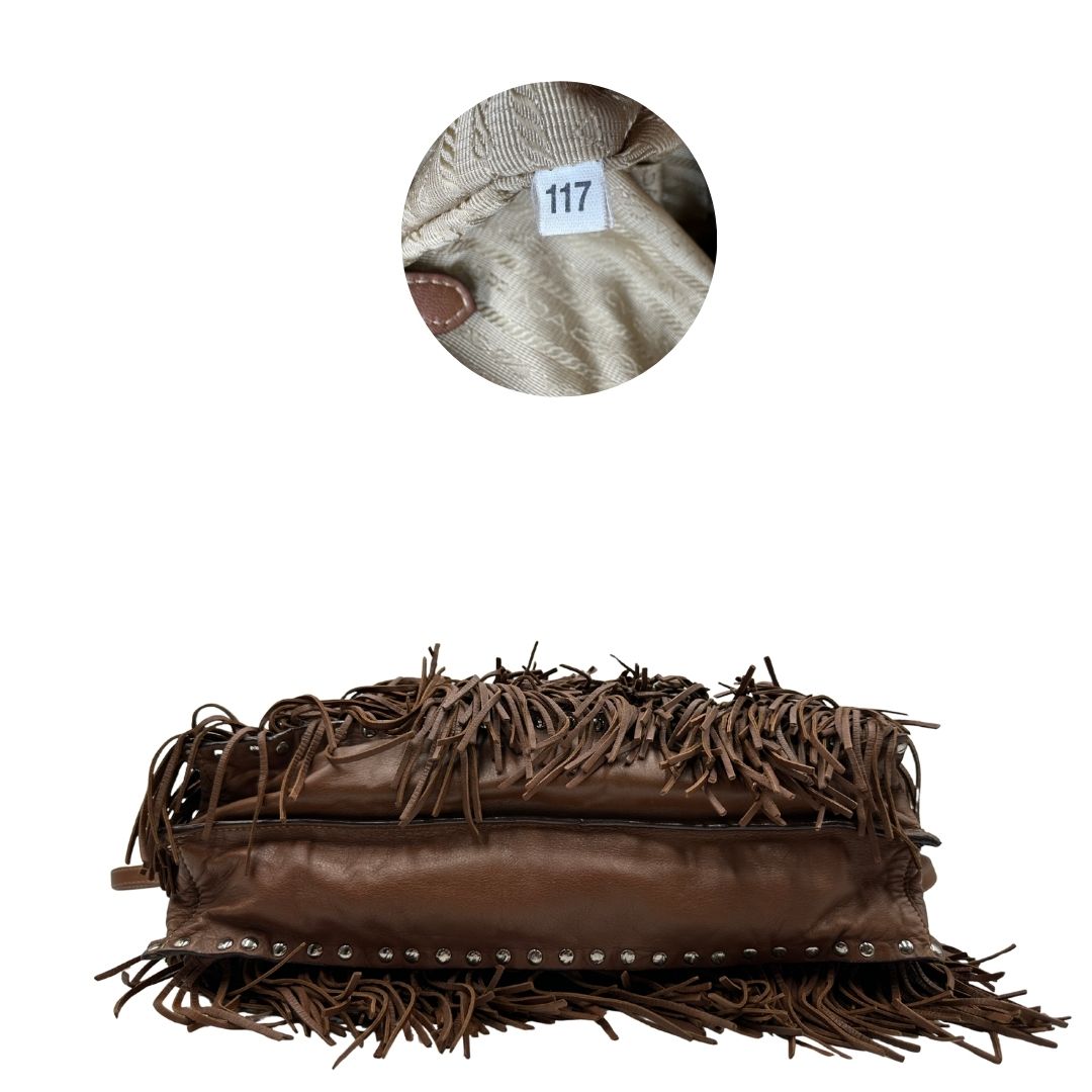Tote Prada Fringe marrone
