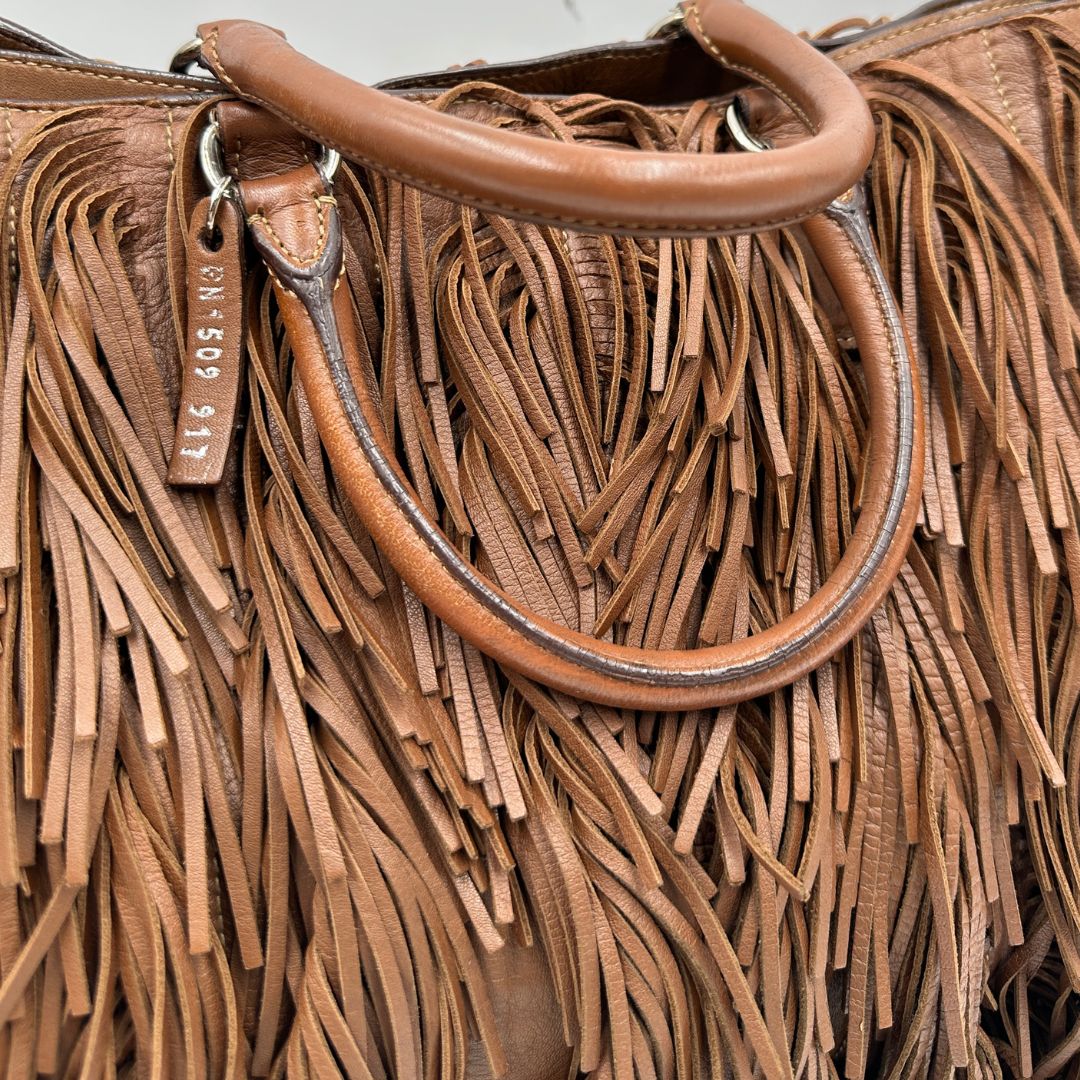 Tote Prada Fringe marrone