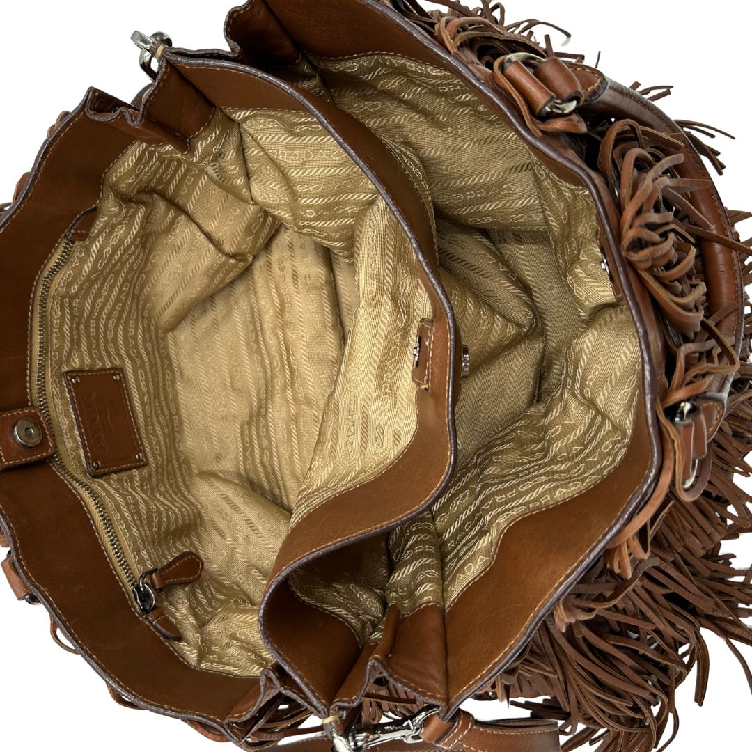 Tote Prada Fringe marrone