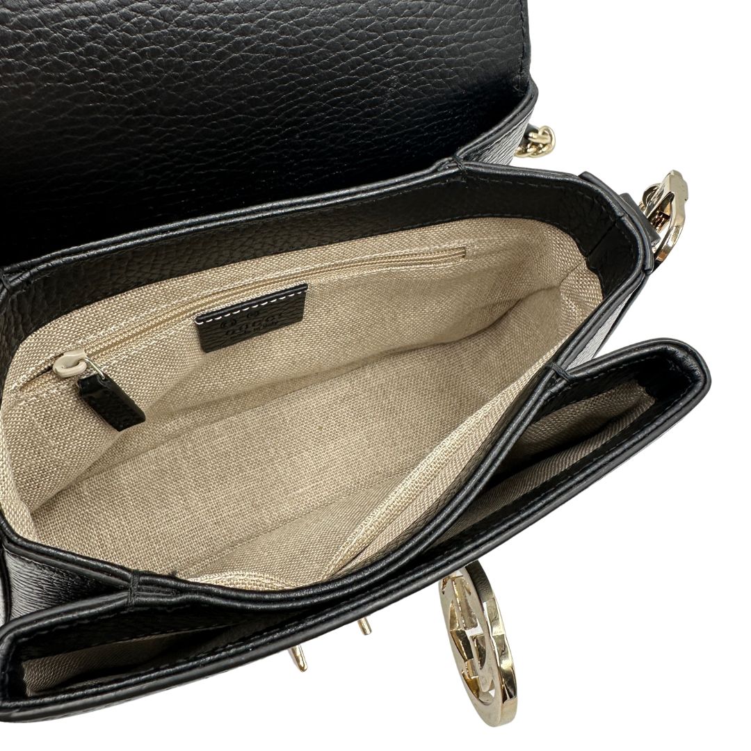 interno Borsa Gucci Interlocking in pelle nera 