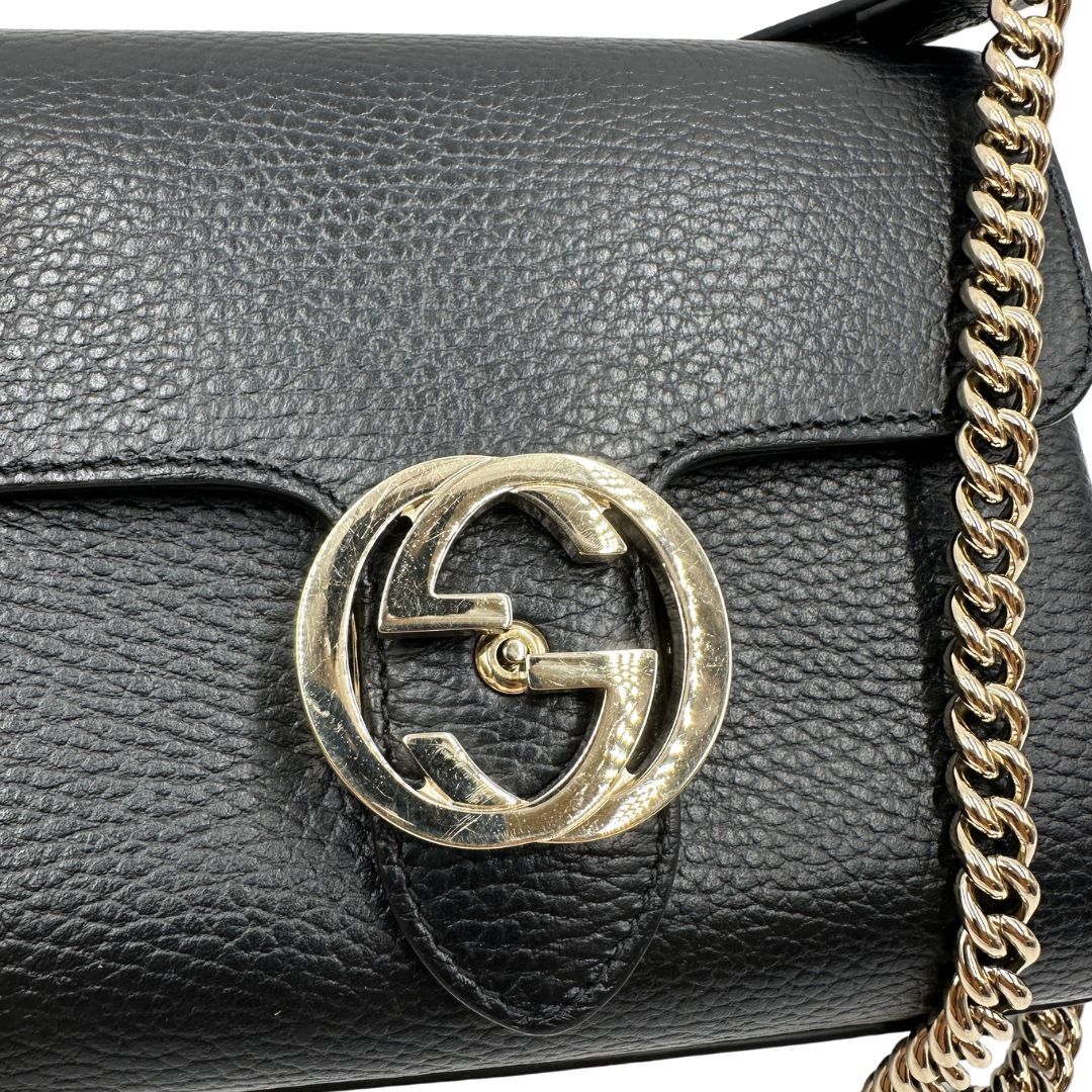 Borsa Gucci Interlocking in pelle nera 