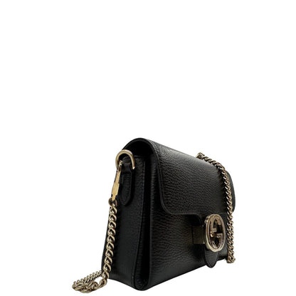 lato Borsa Gucci Interlocking in pelle nera 