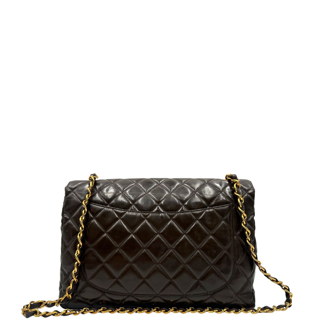 Borsa Chanel Classic Jumbo marrone vintage