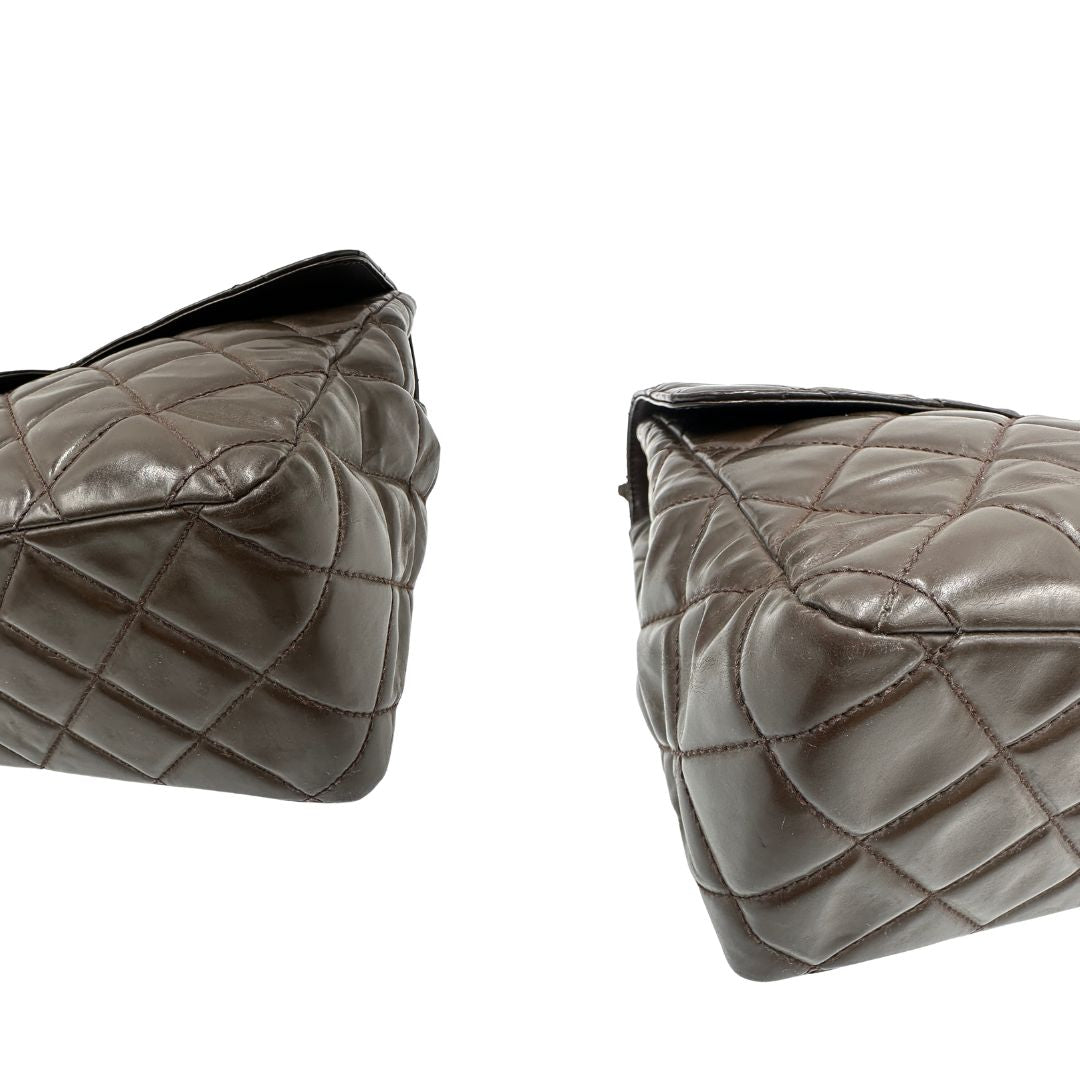 Borsa Chanel Classic Jumbo marrone vintage