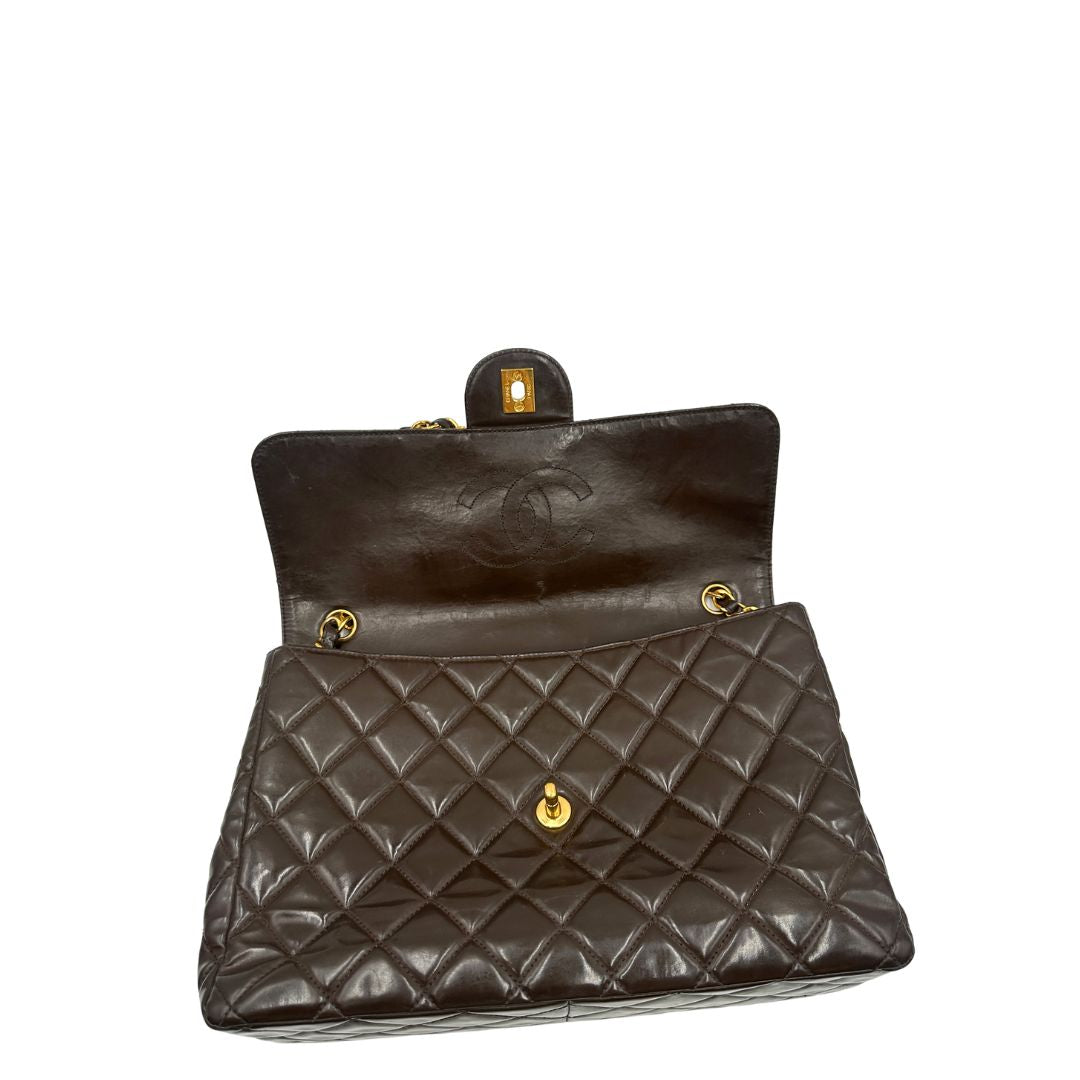 Borsa Chanel Classic Jumbo marrone vintage
