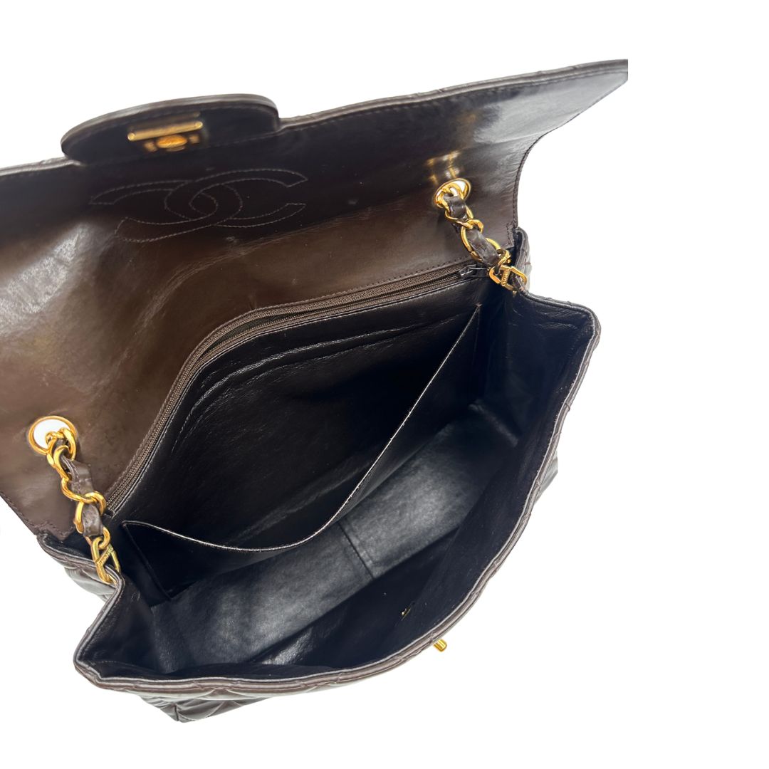 Borsa Chanel Classic Jumbo marrone vintage