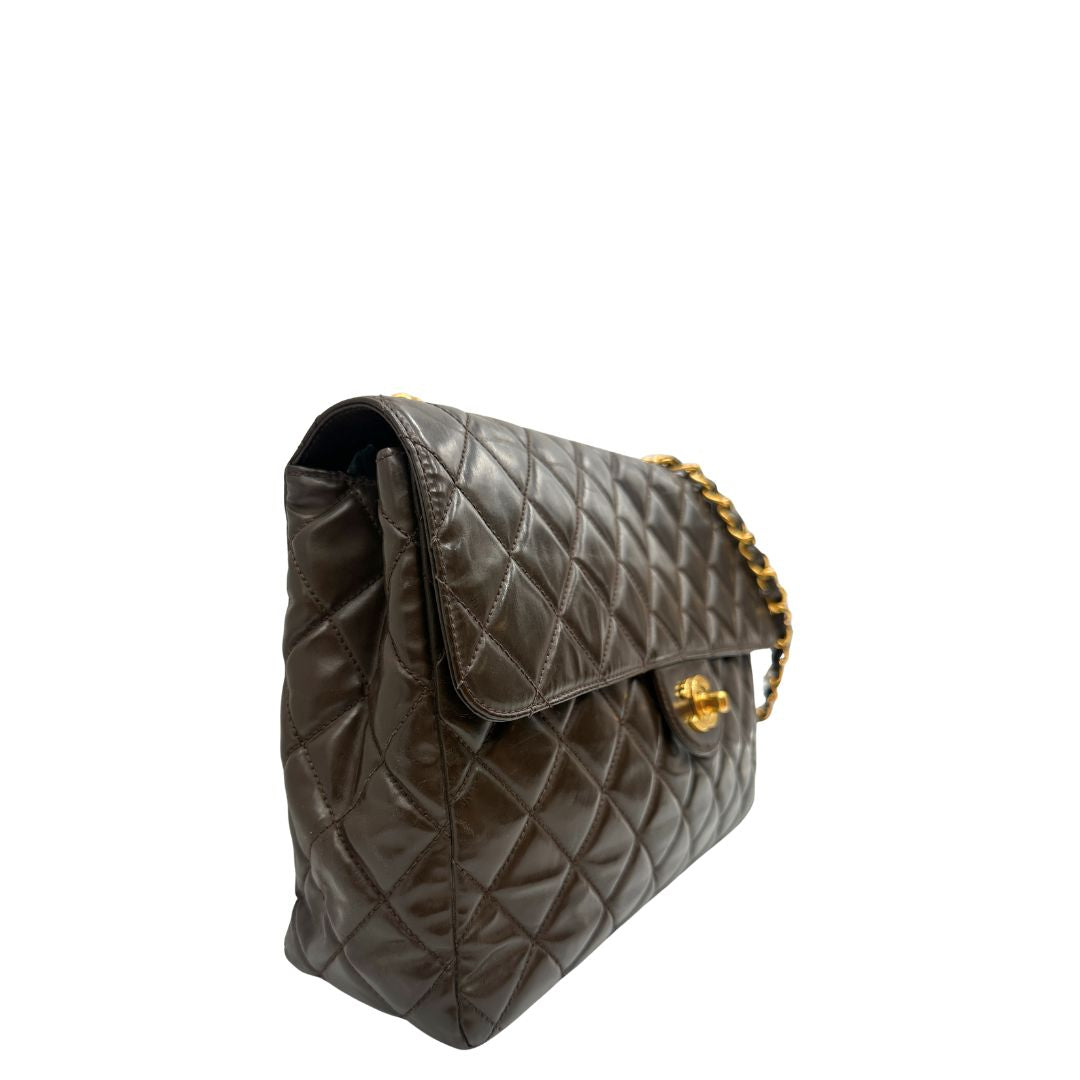 Borsa Chanel Classic Jumbo marrone vintage