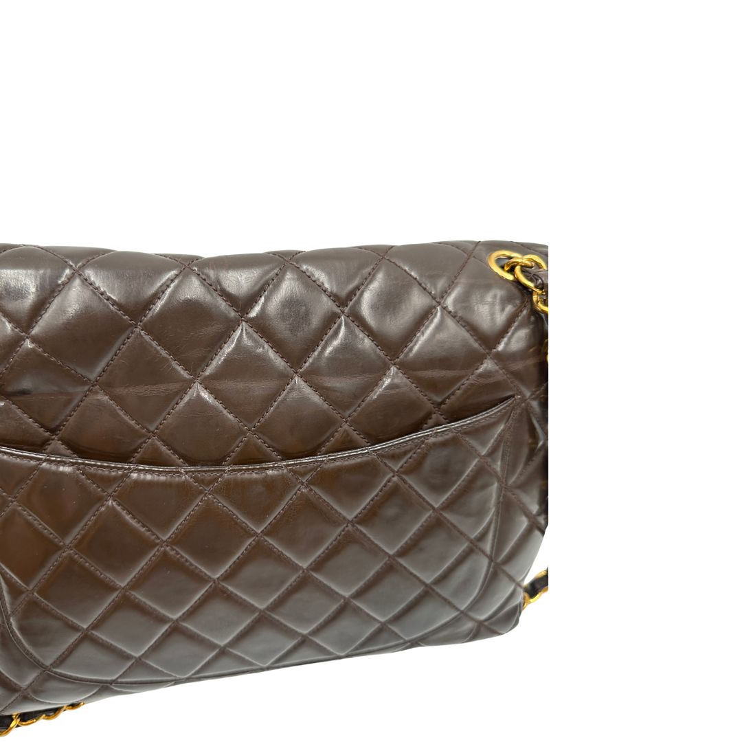 Borsa Chanel Classic Jumbo marrone vintage