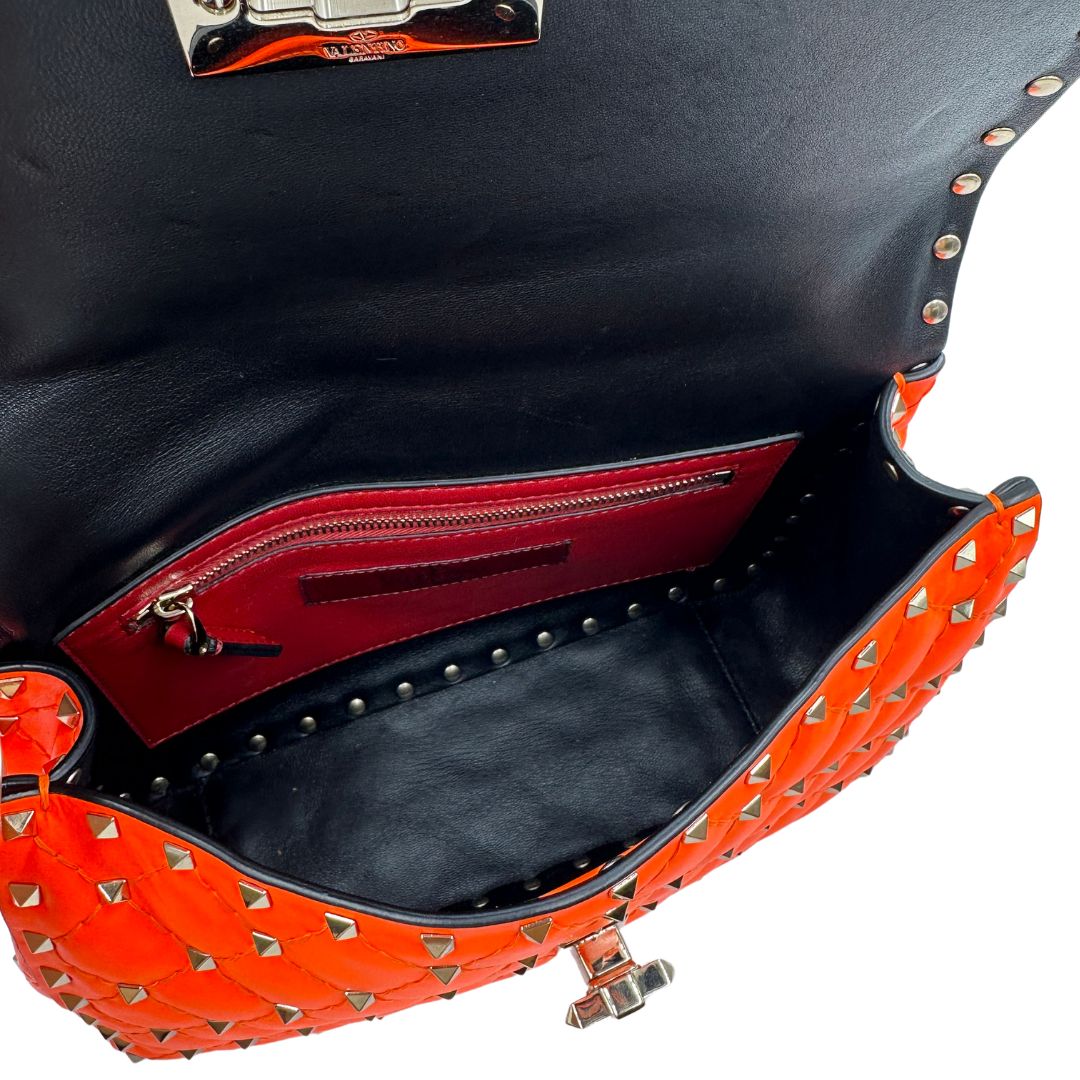 interno  Borsa V. G. in pelle arancione, di lusso, originale, ottime condizioni, usata 