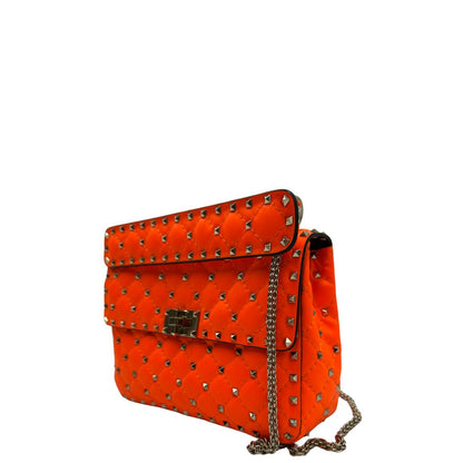 lato  Borsa V. G. in pelle arancione, di lusso, originale, ottime condizioni, usata 