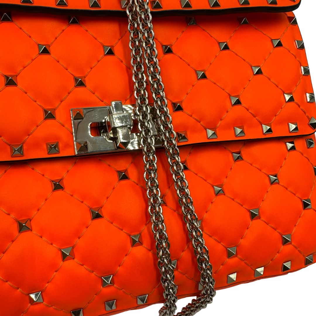  Borsa V. G. in pelle arancione, di lusso, originale, ottime condizioni, usata b