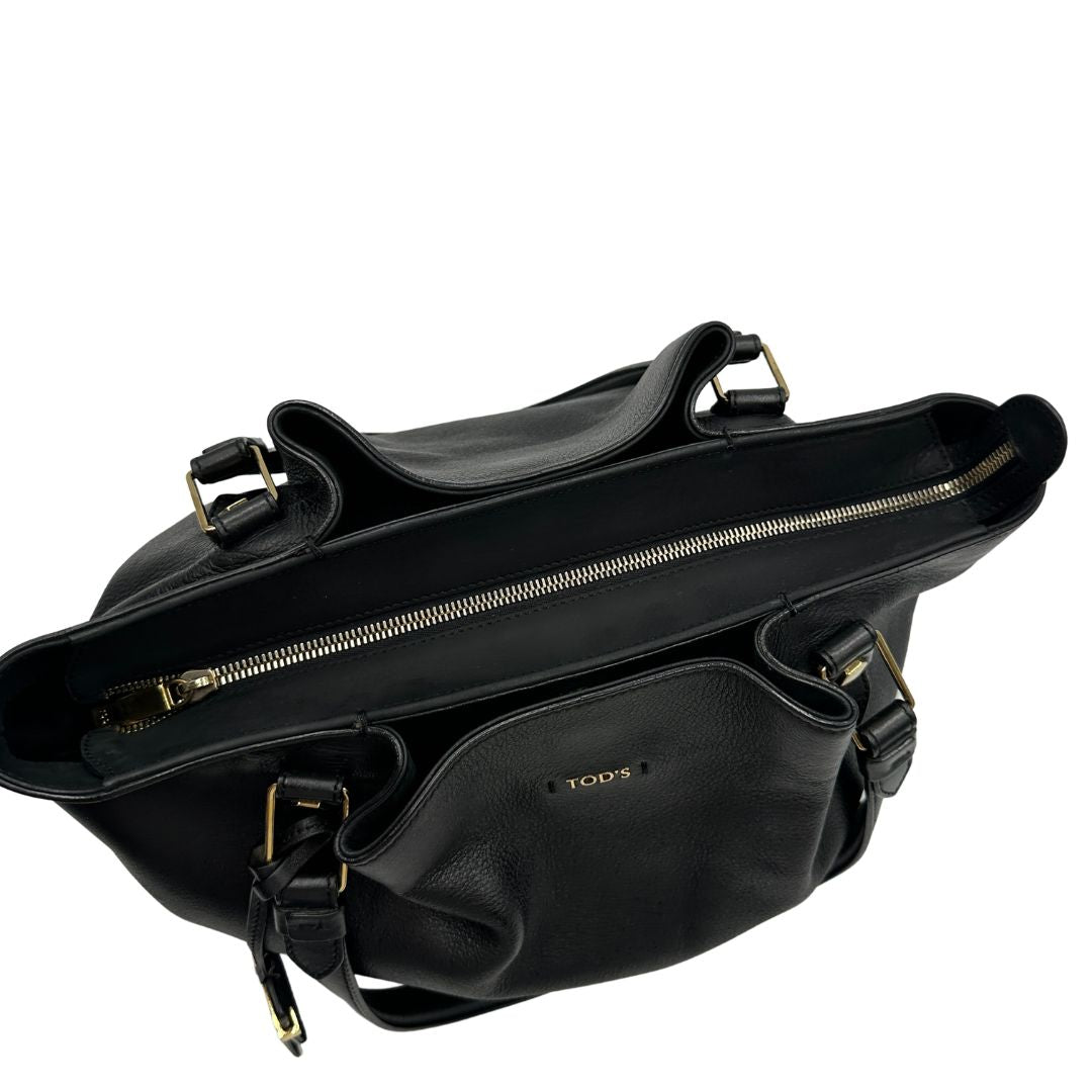 chiusura  borsa shopper Tod's in pelle nera