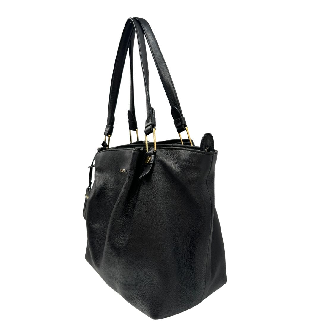 lato  borsa shopper Tod's in pelle nera 