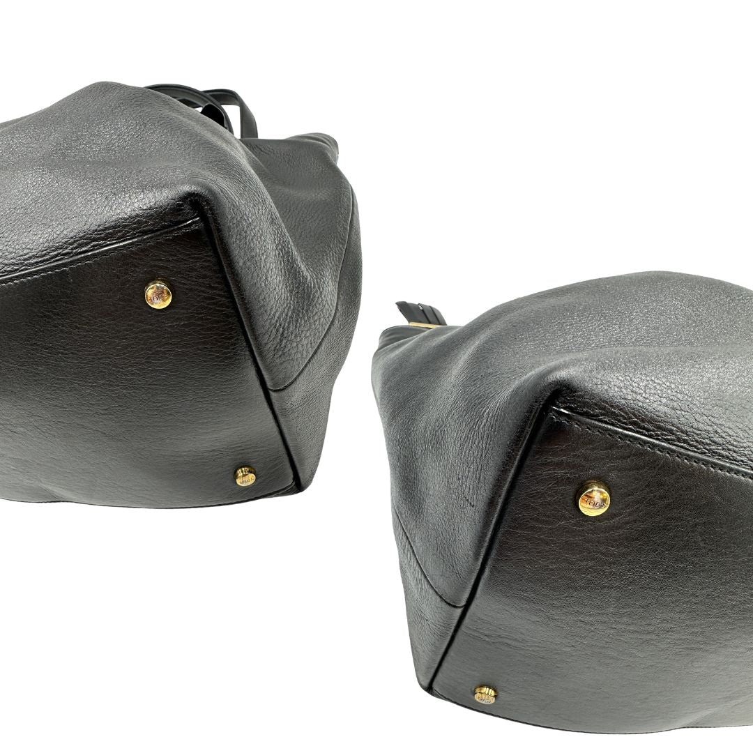 angoli  borsa shopper Tod's in pelle nera